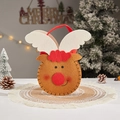 Sac cadeau de Noël en feutre avec motif renne et poignée rouge pour les bonbons - J-10 Cerf Dessin Animé à Fond Rond