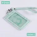 Green marble texture leather ID card holder with matching lanyard and silver metal clip - Hand Strap Set / Light Green