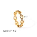 Elegant 5mm gold-plated stainless steel pig-nose ring with sparkling white zircons - US 6 / Gold Hollow Pig Nose Style (NB-R24109)