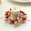 13cm Christmas candle ring with red and gold decorative ornaments for table decor - Red and Gold Candle Wreath