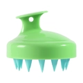 Silicone scalp massager brush in green and light blue with ergonomic grip handle - Greenish Blue