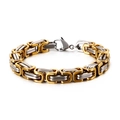 Bracciale maschile bicolore in acciaio al titanio con maglie a catena oro e argento - Oro Argento (8mm) / 65cm