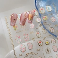 Stickers à ongles 5D tulipes avec reliefs dorés et motifs floraux pour une manucure pro - Style Tulipe Bronzage (CO-374)
