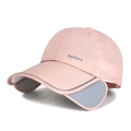 Pink outdoor sun hat with grey retractable side visors and breathable mesh design - Adjustable / Pink