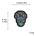 Skull Day of the Dead flower embroidery patch 6.5x8.1cm for DIY jacket decoration - 10634-Cyan Floral Skull