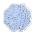 4mm light blue cat-eye glass beads in a white petal ceramic dish for jewelry making - Ice Blue