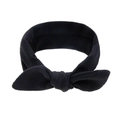 Solid black baby headband with waffle texture and rabbit ear knot on white background - Black (Bubble Texture)