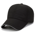 Breathable black quick-dry baseball cap with laser-cut perforations and reflective trim - Black