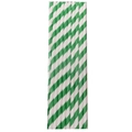 Eco-friendly green and white striped paper straws set for dinosaur party decorations - 10 Green Paper Straws