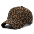 Vintage Baseballkappe mit Leopardenmuster, Baumwollstoff und ausgefranster Krempe - Verstellbar / Dunkelbraun