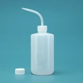 Translucent 500ml plastic squeeze wash bottle with curved nozzle and white cap - 500ml (Clear with Extra Cap)