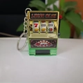 Mini lucky slot machine keychain with functional pull lever in golden and green finish - Gold-green + Flat Ring / Minimum Order Of 5 Pieces