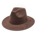 Chapeau fedora classique marron foncé à large bord en suédine pour adultes - M (56-59cm) / Marron Daim Synthétique