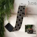 Detail of 11x6cm black velvet ribbon with gold and silver geometric pattern - Black Gold Plaid Linen Ribbon 6.3cm*10 Yards