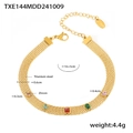 Vista dettagliata del bracciale in acciaio titanio dorato con zirconi colorati e misure - Bracciale Color Oro (TXE144)