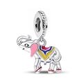 Silberner Elefanten-Charm mit bunten Emaille-Punkten für DIY-Armbänder - Thailändisches Deko-Elefanten-Stil (Z-041)