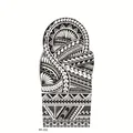Temporary tattoo sticker featuring black wolf totem and tribal geometric patterns, FF-153 - Black Geometric Totem (FF-153)