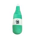 Green plush wine bottle dog toy with squeaker and soft fabric for pet teething - Green Wine Bottle