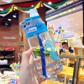 Blue and grey plastic children cup with straw and seahorse print in hand - 16oz / Ocean Grey