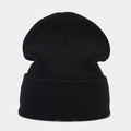 Close-up of black ribbed knit beanie with high-quality warm texture for winter - Black