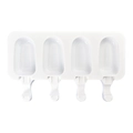 White food-grade 4-cavity silicone popsicle mold for DIY homemade ice cream bars - Silicone / XG-11 (4 Cavities Oval)