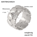 Anello vintage a forma di cuore in acciaio inossidabile argento con strass lucidi - US 6 / Color Acciaio