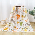 Soft multi-layer cotton gauze baby blanket with colorful cartoon animal prints - Libyan Animals