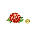 Rote Emaille-Brosche in Rosenform mit Gold-Finish und passendem Schmetterlingsverschluss - Rote Rose (C3350-1)