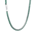 Collier rivière en argent avec zircons cubiques verts émeraude de taille carrée - Base Argent Pierre Verte Carrée (KN234318-KFC)