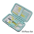 Set de manicura de 10 piezas en degradado verde azulado con cortaúñas de acero - Juego de 10 Piezas Amarillo-Verde Colorido