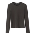 Slim fit coffee brown long sleeve crew neck t-shirt for women in soft cotton fabric - S / Coffee