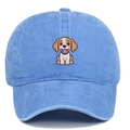 Casquette de baseball en coton bleu délavé avec broderie chiot coloré pour femme - Bleu clair