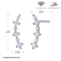 Detailed macro view showing dimensions and S925 sterling silver meteor stud earrings - 925 Silver / Silver