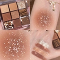 Nine-color chocolate brown eyeshadow palette with matte glitter and tiger pattern texture - 03# Crispy Cocoa