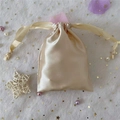 Champagne gold satin drawstring pouch bag with glossy silk texture for gift packaging - 15.5*11.5 / Champagne