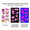 Leuchtendes Herz-Rose-Tattoo YQ-009 mit Glow- und UV-Fluoreszenz-Effekt in 6x10,5cm - YQ-009 (Doppelherz-Geschenkbox)