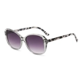 Oversized grey frame sunglasses with leopard print temples and purple gradient lenses - White Tortoise Frame Gradient Grey Lens