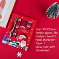 Christmas stationery gift set featuring pencils, ruler and notepad in festive red packaging - Christmas Handheld Gift Box - Bright Red