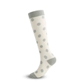 Knee-high compression socks in beige with grey polka dots and reinforced heels - Beige Grey Dots