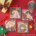 Set of 4 cartoon Christmas cards with envelopes in cute festive designs 10x10cm - Cartoon Boy Card / With Envelope + Seal Sticker