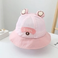 Pink baby mesh sun hat with cute bear ears and COOL embroidery for sun protection - Kids' Universal Size / Cool Pink