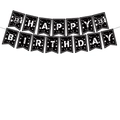 Black and white 13th birthday party banner with Happy Birthday and Official Teenager text - Teenager Theme B&W Banner