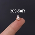 Rose gold teardrop earring with pear-cut zircon and pave crystals on fingers - Pear-Shaped Zirconia Style (309-5#R) / Rose Gold