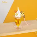 Kawaii κίτρινο μπρελόκ παγωτό με ψεύτικη κρέμα και γούρι φέτα πορτοκαλιού - Κίτρινο
