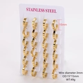 Set di 12 paia di orecchini a cerchio in acciaio inox 304 placcati oro 18K 15mm - Colore Oro (Diametro del filo 3mm OD 15*15)