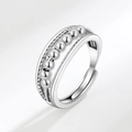 Silberner Fidget-Ring mit beweglichen Metallperlen gegen Stress und Angstzustände - Rotierende Perlen auf einer Schiene (AJ113)