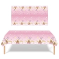 Rosa Teddybär Oh Baby Einwegtischdecke für Babyparty und Geburtstagsdekorationen - Rosa Teddybär Tischdecke