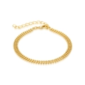 Elegantes vergoldetes dreireihiges Perlenarmband mit Karabinerverschluss und Verlängerung - Goldene 3-Reihige Perlenkette