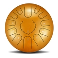 Golden steel tongue drum with numbered scale notes for professional percussion performance - Gilded Gold - Maple Leaf (12 Inch 13 Notes)
