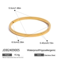 Golden stainless steel bangle with hypoallergenic finish and detailed size specifications - Gold